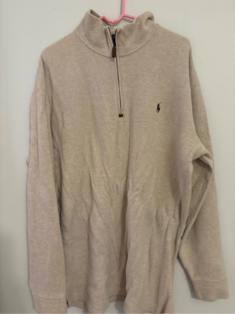 Polo by Ralph Lauren Men's Half-Zip Sweater in Light Beige